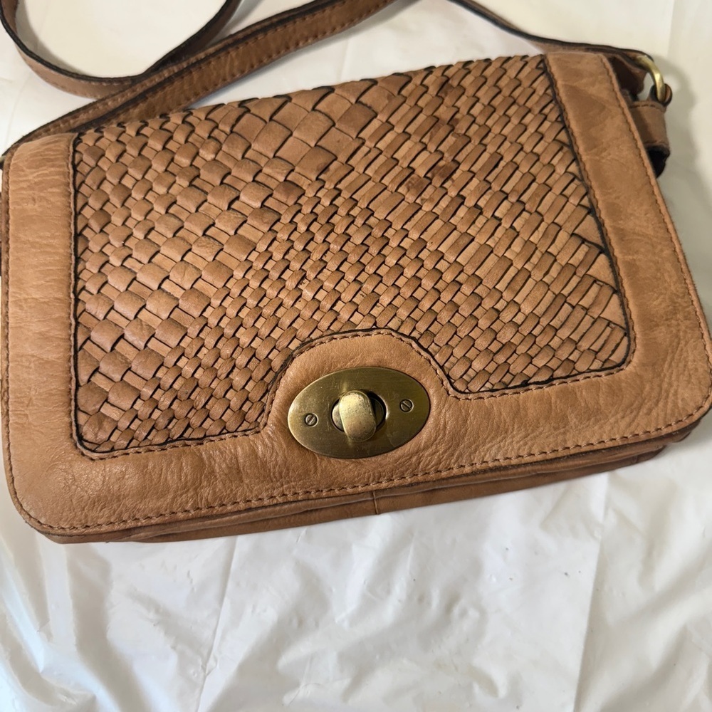GENUINE woven LEATHER crossbody BAG,  VINTAGE LOOK BY ARTISANS IN INDIA.